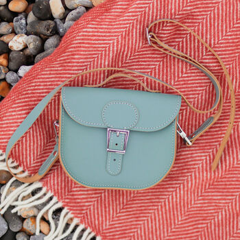 Small Leather Satchel Bag In Stormy Sea Grey, 4 of 5