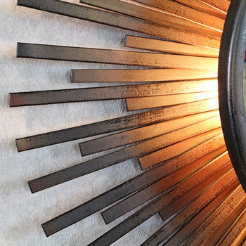 Xenna Antique Copper Sunburst Rays Light Wall Mirror, 3 of 4