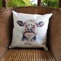 Delilah Moo Soft Touch Linen Cushion, thumbnail 2 of 3
