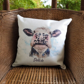 Delilah Moo Soft Touch Linen Cushion, 2 of 3