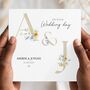 Initials Mr And Mrs Wedding Card, On Your Wedding Day Floral Card, Beige, thumbnail 1 of 2