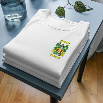 Personalised T Shirt With Small Coat Of Arms, 10 of 12