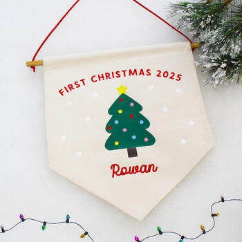 Baby's First Christmas Personalised Decoration Flag, 2 of 7