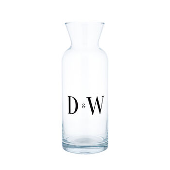 Couple Initials Printed Glass Carafe, 2 of 5