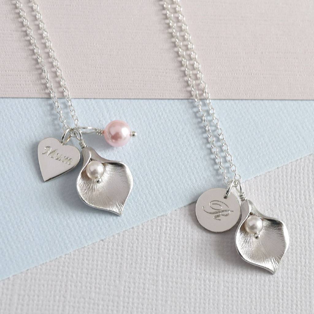 Calla Lily Initial Necklace By Mia 