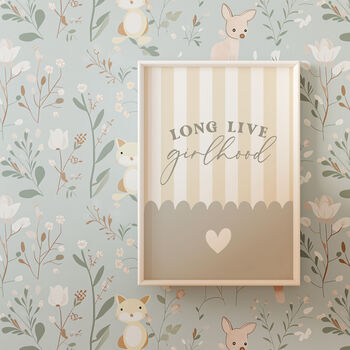 Beige Long Live Girlhood Nursery Print, 2 of 9
