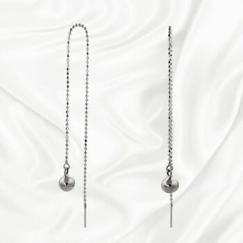 Sterling Silver Ball Ear Threader Earrings, 3 of 3