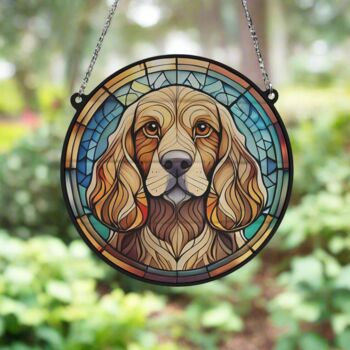 Cocker Spaniel Golden Stained Glass Effect Suncatcher, 3 of 3