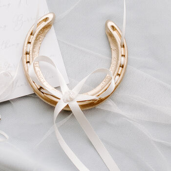 Personalised Mother Of Pearl Lucky Wedding Horseshoe, 2 of 12