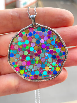 Statement Disco Necklace With Colourful Glitter, 4 of 12