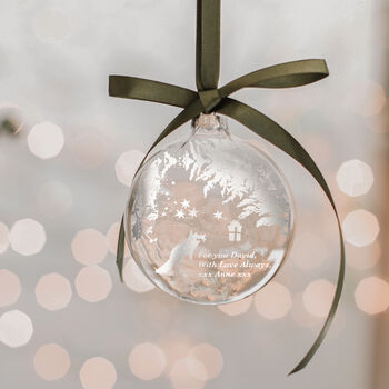 Personalised Woodland Fox Scene Keepsake Glass Bauble, 2 of 5