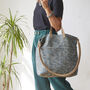 Fair Trade Woven Cotton Leather Double Handle Handbag, thumbnail 2 of 9