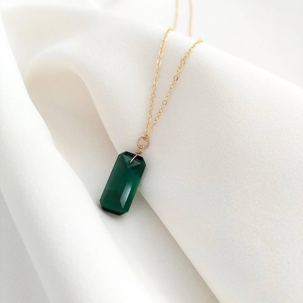 Green Emerald Quartz Pendant By A Box For My Treasure