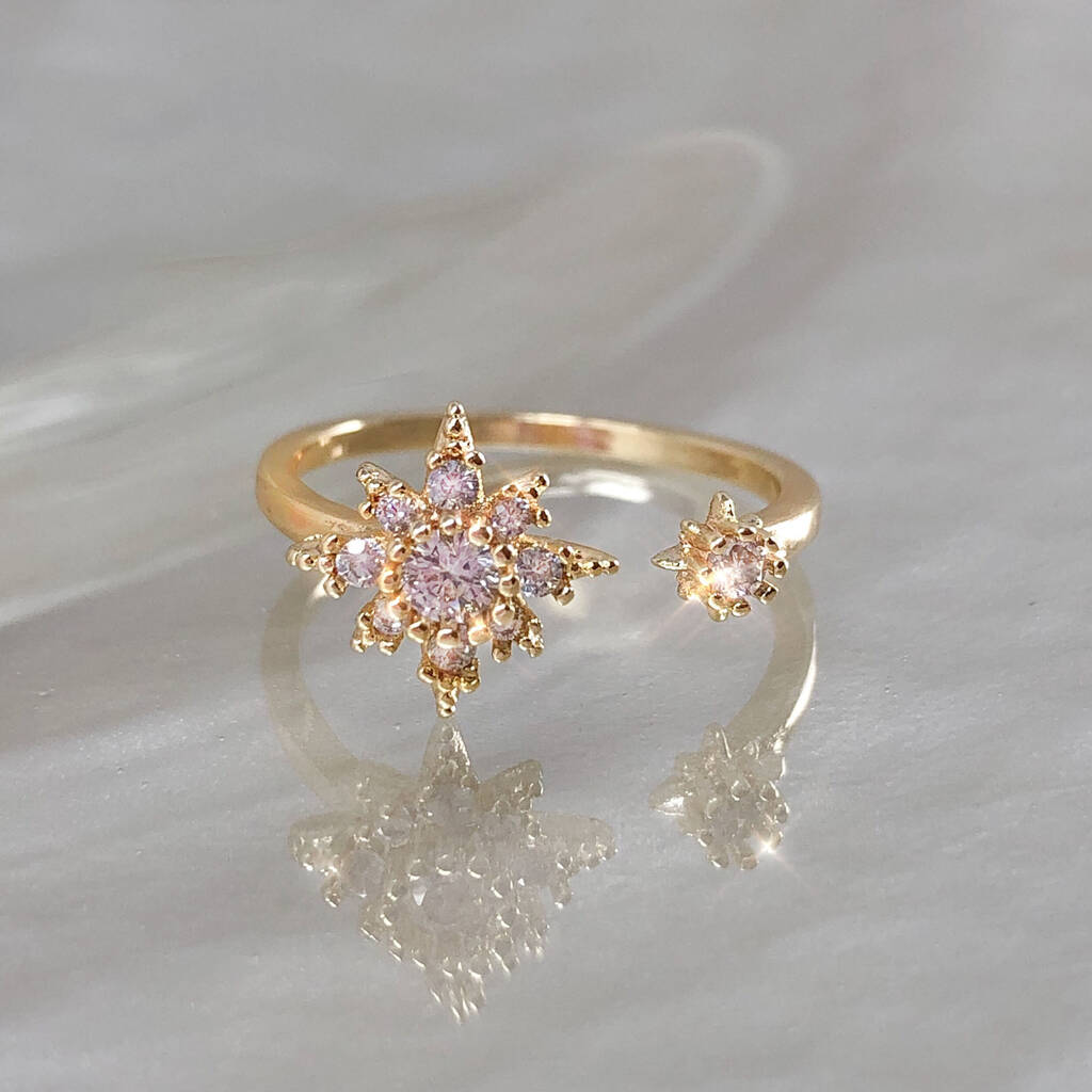 Gold Sparkly North Star Ring / Gold Vermeil, 1 of 6