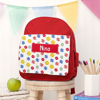 Personalised Girl's Patterned Red Rucksack, 6 of 12