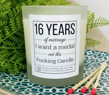 Personalised 16th Wedding Anniversary Medal Candle, 3 of 11