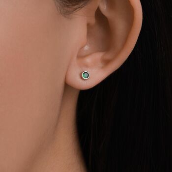Extra Tiny Emerald Green Cz Screw Back Earrings In Sterling Silver, 6 of 10