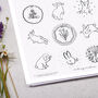 Bunny Rabbit And Floral Circle Sticker Sheet, thumbnail 2 of 2