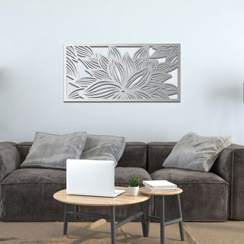 Contemporary Wooden Flower Pattern Wall Sculpture For Home Interiors, 6 of 8