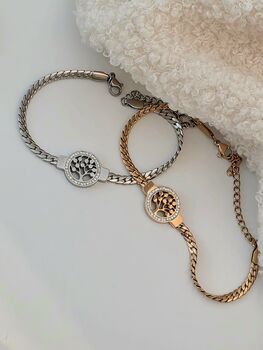 Tree Of Life Bracelet In Rose Gold And Sterling Silver Curb Chain ,Waterproof Bracelet, 2 of 7