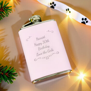 Ornate Pink Hip Flask – Personalised Christmas Gift, 2 of 5