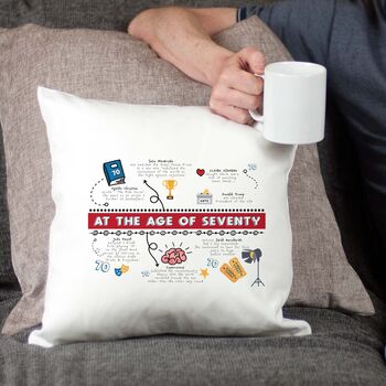 Personalised 70th Birthday Cushion Gift, 7 of 12