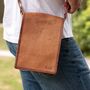 Personalised Long Mini Leather Messenger Bag, thumbnail 1 of 7