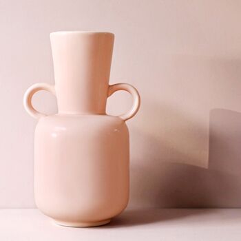 Pink Ceramic Vase With Handles, H20cm, 2 of 3