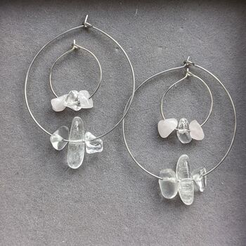 Double Set Of Hoop Earrings With Crystal Chips, 3 of 5