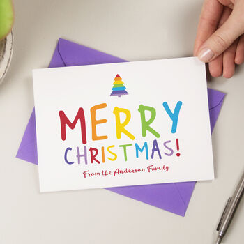 Personalised Rainbow Merry Christmas Card, 2 of 3