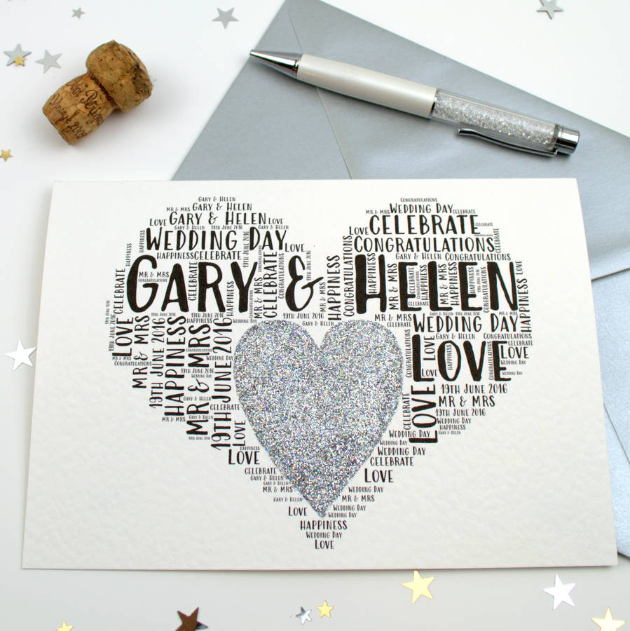 Personalised Wedding Love Sparkle Card, 1 of 12