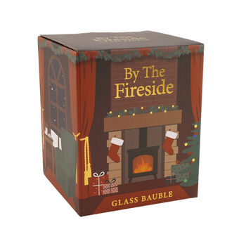 Merry Christmas Glass Bauble | Fireplace Design | Christmas Tree Decoration | Glass Ornament | Christmas Eve Box| Festive | Gift Boxed, 4 of 4