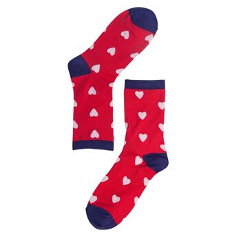 Women's Valentine's Day Bamboo Socks Red Love Hearts, 3 of 4