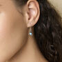 Sterling Silver Flower Blue Fire Opal Earrings, thumbnail 2 of 5
