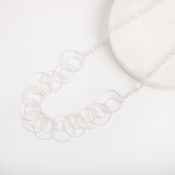 Silver Colour Interlinked Hoop Circle Necklace, 3 of 3
