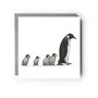 Penguin Walk Hand Drawn Greeting Card, thumbnail 3 of 6