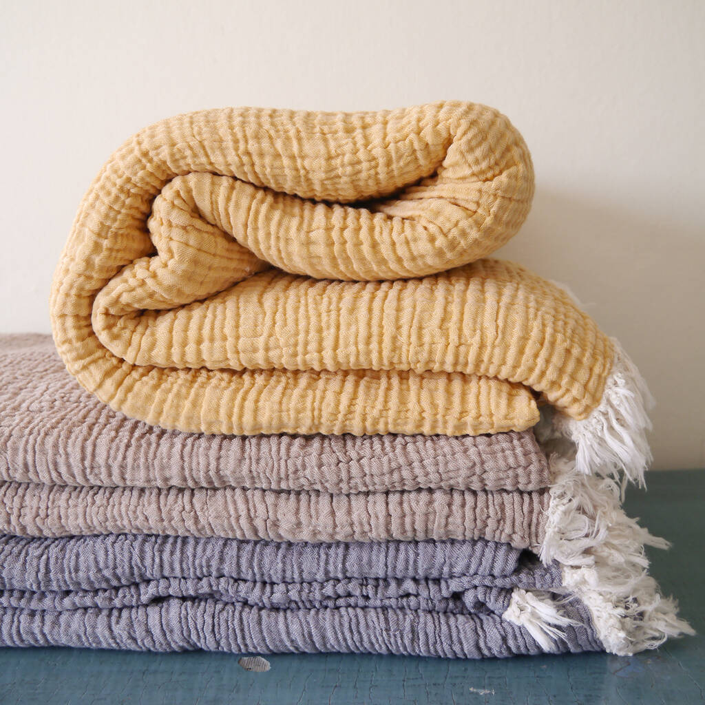 Super King Size Cotton Gauze Blanket By Living Roots