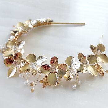 Gold Floral Bridal Headpiece, 7 of 8