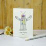 Personalised Robot Handmade Birthday Card, thumbnail 2 of 3