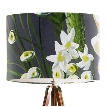 Winter Moonbean, Modern Floral Lampshade White Green, 2 of 4
