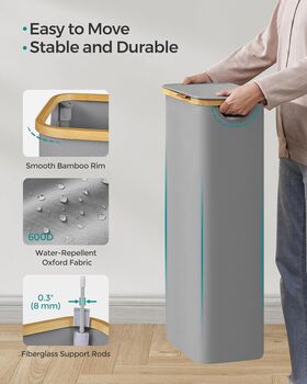 Slim Laundry Basket Hamper With Lid, 6 of 8