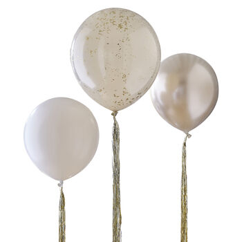 Neutral And Gold Balloons With Gold Tassel Tails, 2 of 3
