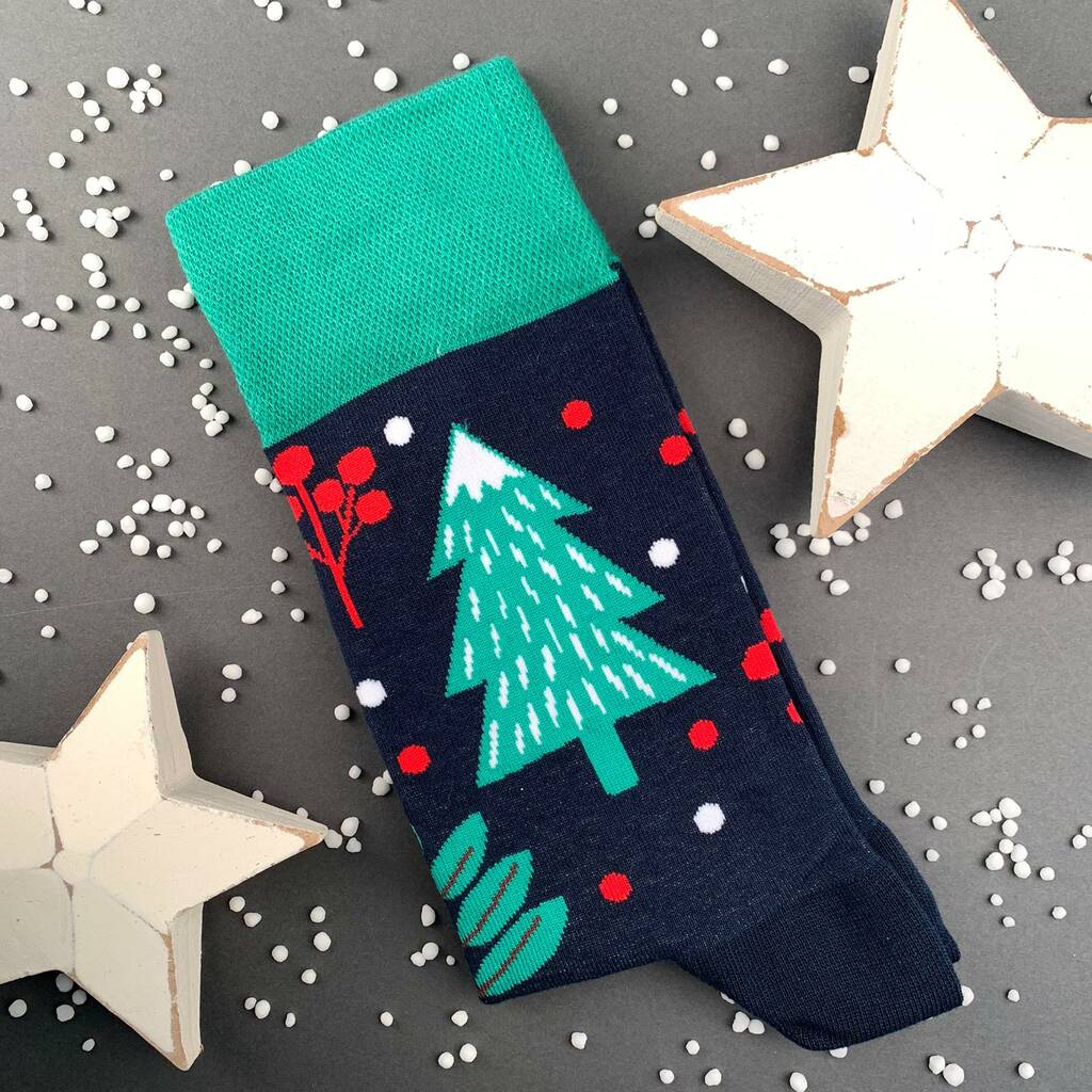 Festive Christmas Tree Socks In Navy By Nest  notonthehighstreet.com