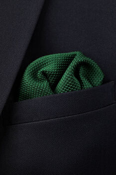 Wedding Handmade Polyester Knitted Pocket Square In Dark Green, 3 of 7