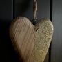 Wooden Heart Hanging Decoration With Gold Sparkle, thumbnail 2 of 2
