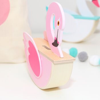 Wooden Flamingo Money Box Bank, 2 of 3