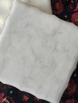 Marble Set Of Four Coasters Square Gold Outlines, 10 of 12