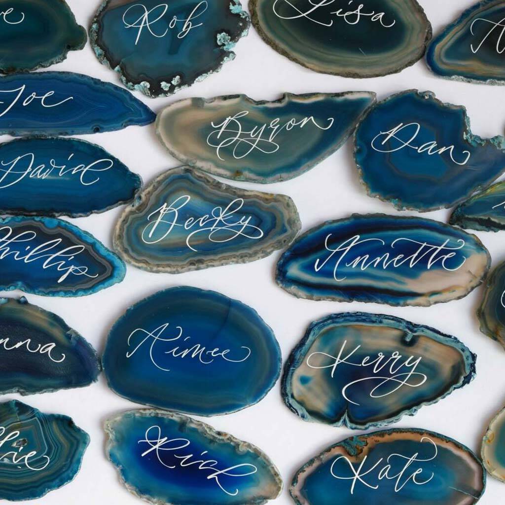 Calligraphy Agate Place Setting In Blue, 1 of 2