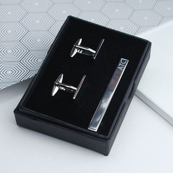 Personalised Cufflinks And Tie Clip Set, 7 of 9