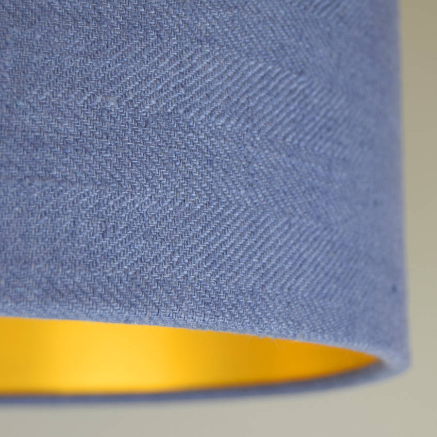 Blue Linen Lamp Shade Design Ideas Linen Lampshade With Choice Of Metallic Lining By Quirk